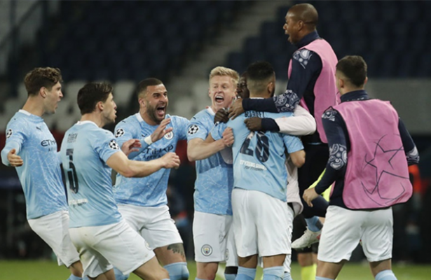 Manchester City fight back to beat 10-man PSG in first leg