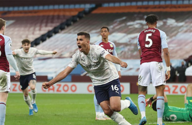 Man City close on Premier League title with 2-1 win at Villa